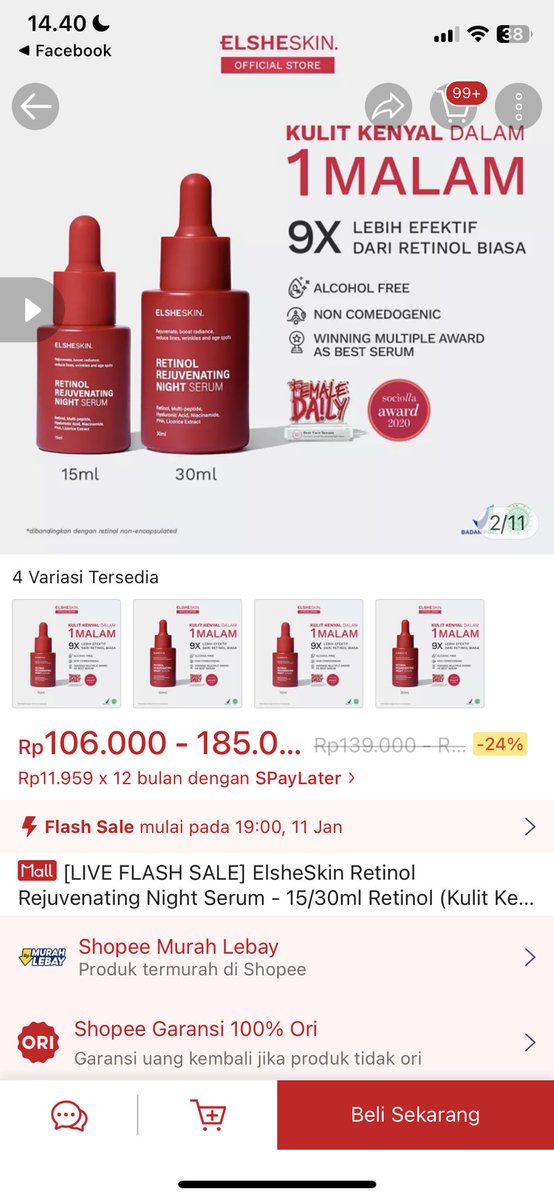 BBAish93's tweet photo. #shopeediskon
serum retinol elsheskin flash sale lg gaes. serum bagus punya ini tuh. gentle jg kok di kulit.
isinya encapsulated retinol 1%. kerennya tuh ini ada niacinamide dan licorice ektrak untuk mencerahkan wajah
https://t.co/CKiXElA8Qf https://t.co/dE65HeHLP9