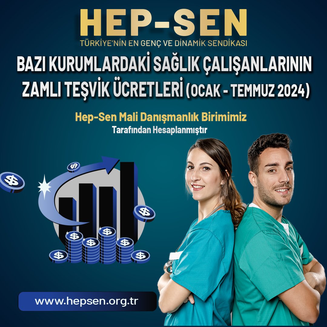 hepsen_2020's tweet photo. SAĞLIK ÇALIŞANLARI ZAMLI TEŞVİK EK ÖDEMELERİ
(OCAK - TEMMUZ 2024)

Sağlık çalışanlarına yapılan %49,25 lik zam sonrasında HEP-SEN Mali Danışmanlarımız bazı kurumlardaki sağlık çalışanlarının teşvik ek ödeme hesaplamalarını sizler için yaptı. Peki, Sağlık çalışanlarının zamlı teşvik ek ödeme ücretleri 2024’te ( Ocak-Temmuz ) ne kadar oldu? 

Acil Sağlık Hizmetleri ,İl ve ilçe sağlık müdürlüğü için teşvik ek ödeme katsayılarına %49,25 oranında zamlı hesaplar tablolarda verilmiştir

Bu bilgiler bilgilendirme amaçlıdır ve resmi belge niteliği taşımamaktadır. Tablodaki miktarlar, %49,25 zam oranıyla hesaplanmıştır.

Ayrıntılar ⤵️⤵️
https://t.co/E2nTOxpeJ0 

Hep-Sen Mali Danışmanlık Bilgilendirme

Hep-Sen Mali Danışmanlarımız aracılığıyla sorularınıza doğrudan uzman görüşleriyle yanıt bulabilirsiniz.

Hep-Sen Mali Danışmanlık 
⤵️⤵️⤵️
https://t.co/LF9HVuXJkI

HEP-SEN  

Türkiye'nin En Genç ve Dinamik Yeni Nesil Sağlık Sendikası @hepsen_2020

🌐 https://t.co/5De2NnFS9S
☎️ 0216 759 44 14
📱 https://t.co/ApGyCSurPg

#2024teşvikeködeme
#HepsenMaliDanışmanlık
#NedenHepsen
#Hepsen #Hepseninle #enflasyon #teşviködeme