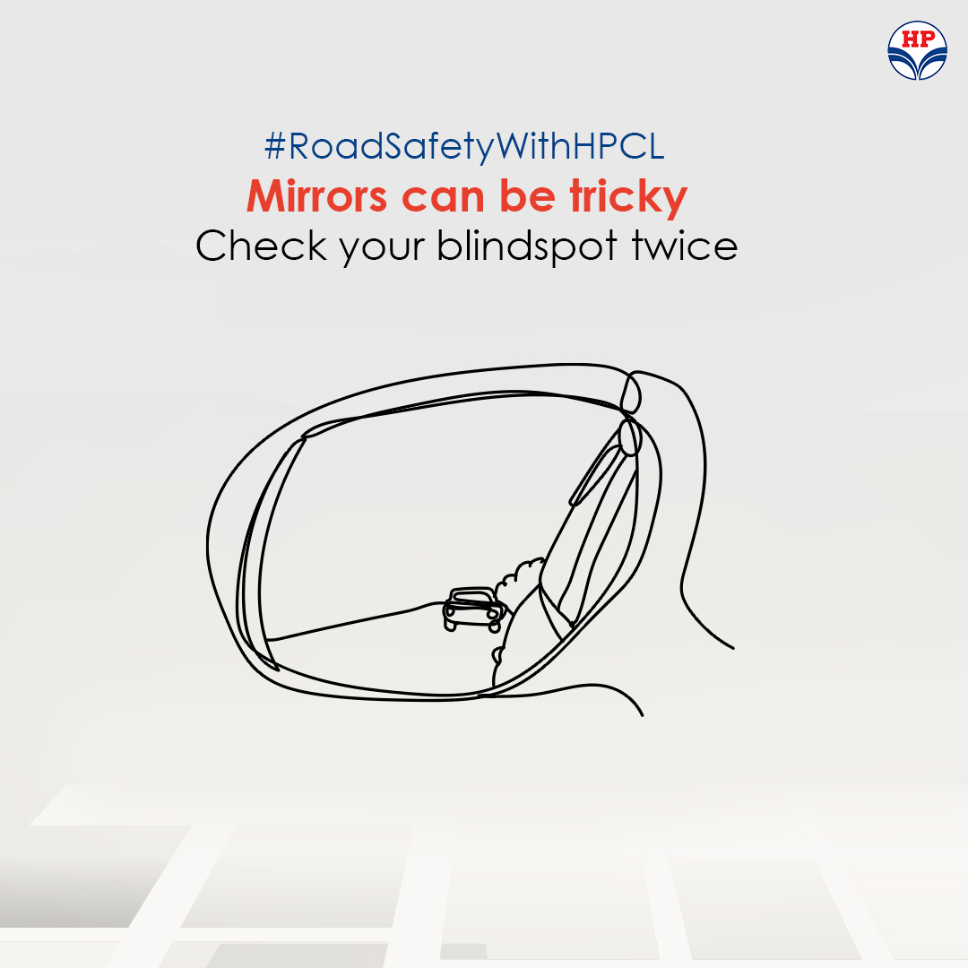 During Road Safety Week, double check blind spots mirrors may deceive. Stay vigilant, drive safe. HP Retail emphasizes checking blind spots twice for a safer journey. HPCL HPRetail MeraHPPump hpcl RoadSafetyWithHPCL https t.co XYXKcm0ji1 During Road Safety Week, double check blind spots mirrors may deceive. Stay vigilant, drive safe