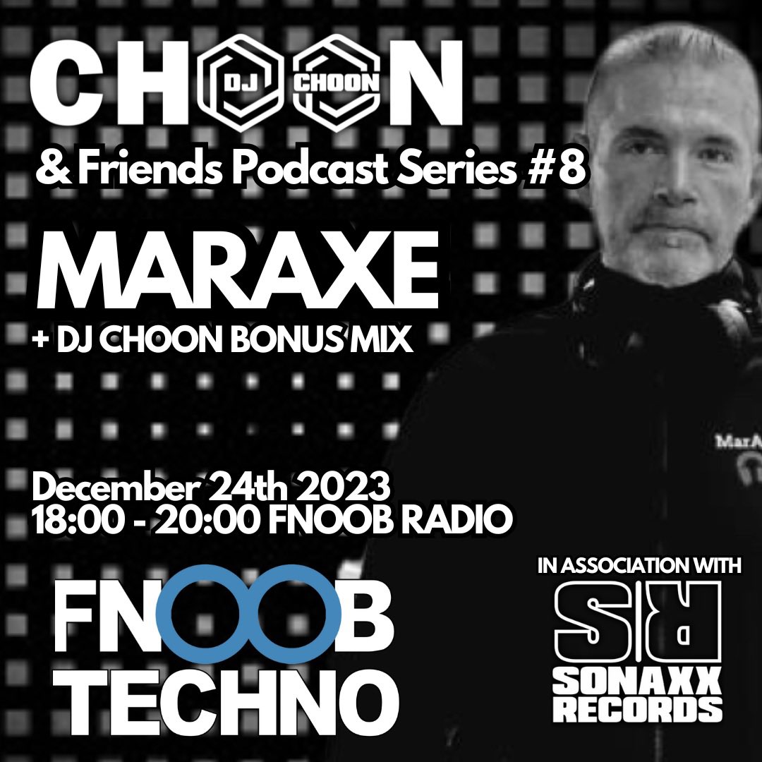 The  Eighth instalment of the Choon and Friends series now available to soundcloud.

on.soundcloud.com/7SG6uCwbx9UmBQ…

In this special show we feature MarAxe and Dj Choon for 2 hours of absolute Techno

1st Hour - MARAXE
2nd Hour - DJ CHOON