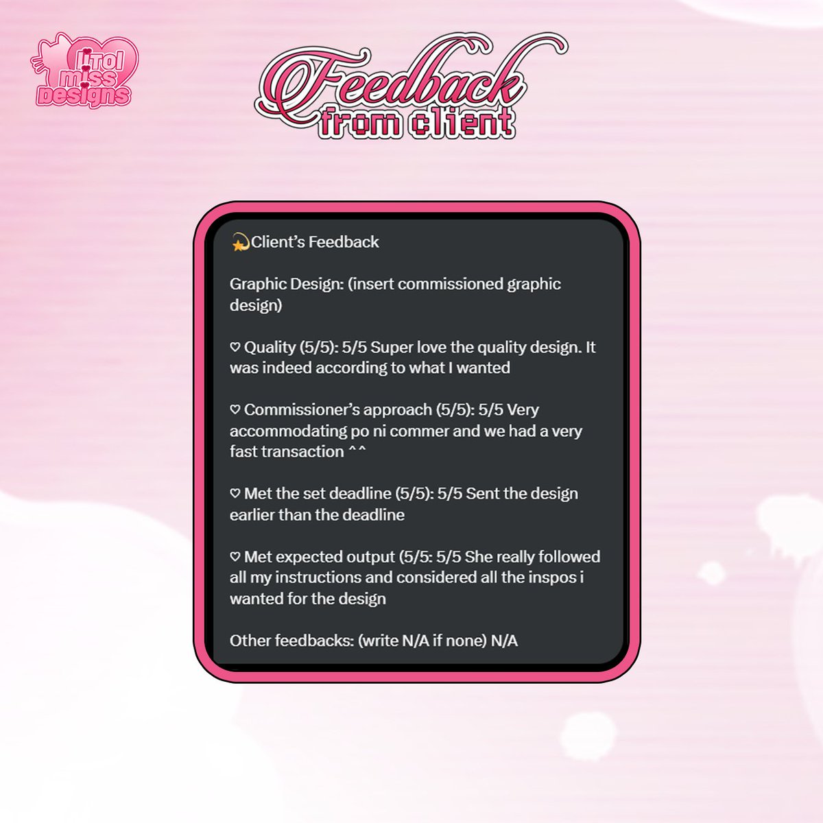 litolmissjelly's tweet photo. Client’s feedback !  🏷️#litolmissdesignsfeedbacks 

[PowerPoint Presentation]

visit my website to inquire and commission ! 
https://t.co/uwJ4aaiRBt

#litolmissdesigns #graphicdesigncommission #graphicdesign #commission #litolmissdesignscomms https://t.co/yqpFo7Mrkb