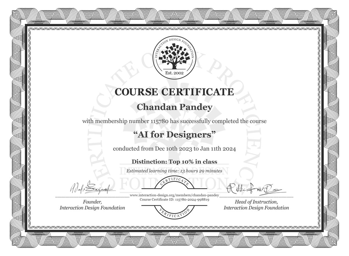 'AI For Designers' ☑️
Thanks, @uxgoodies and @designwithixdf for making this course. 
#uxdesign #AI