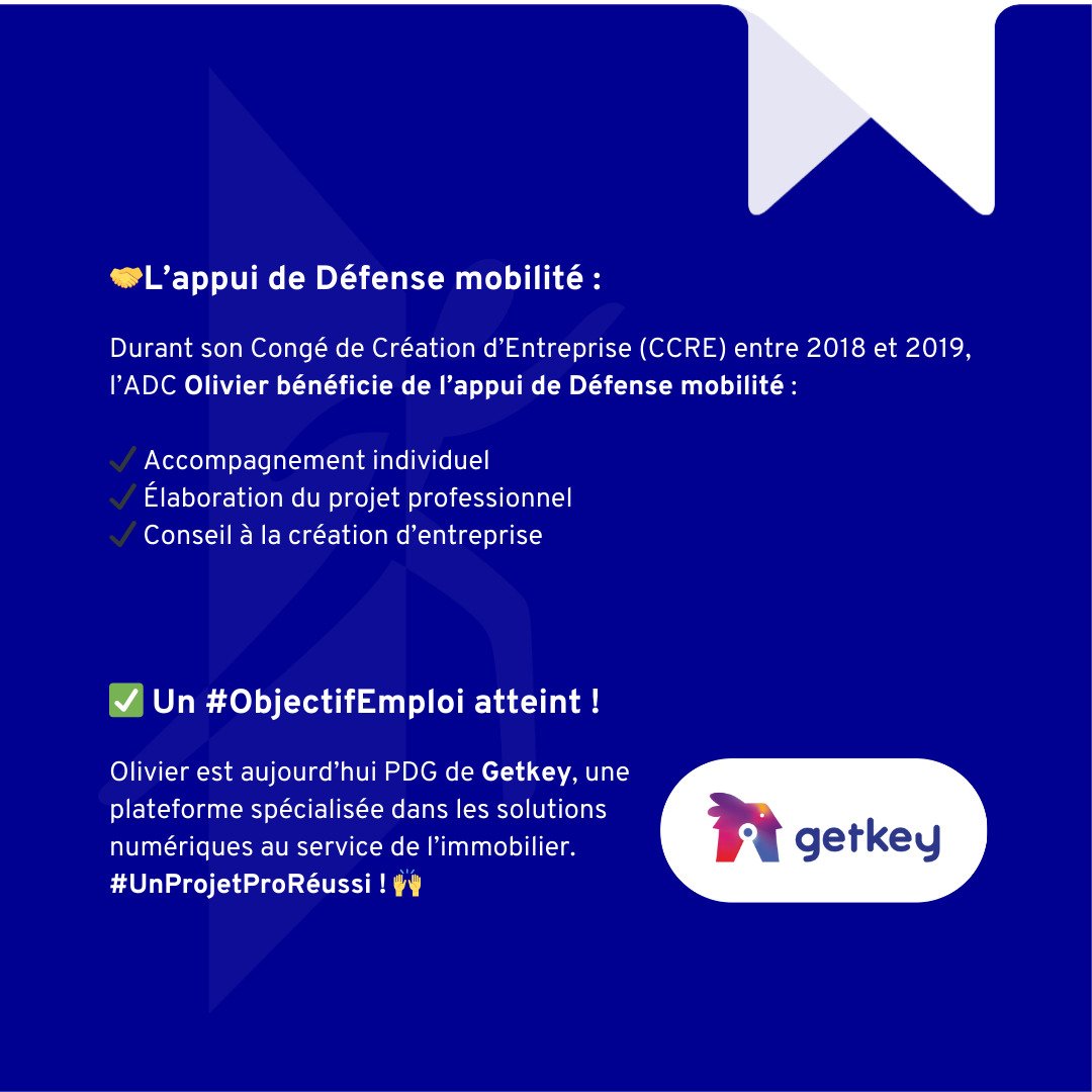 defensemobilite's tweet photo. [Témoignage] 
#ObjectifEmploi atteint ! 🎯

Découvrez le #ParcoursPro d'Olivier, engagé pendant 17 ans au sein des armées.
➡️L'appui de Défense mobilité  dans la création de son entreprise :
✔️ Accompagnement individuel
✔️ Élaboration du #ProjetPro
✔️ Conseil à la #CréaEntreprise https://t.co/54gat5jfr9