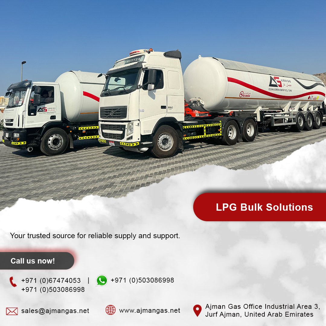 ajman_gas's tweet image. Empower your business with our LPG Bulk Supply service! From restaurants and hotels to industrial facilities, we've got your energy needs covered. 🌐💡

📞 Call us now to place your orders and experience the reliability and support of Ajman Gas! 

#lpg #bulksupply #ajmangas
