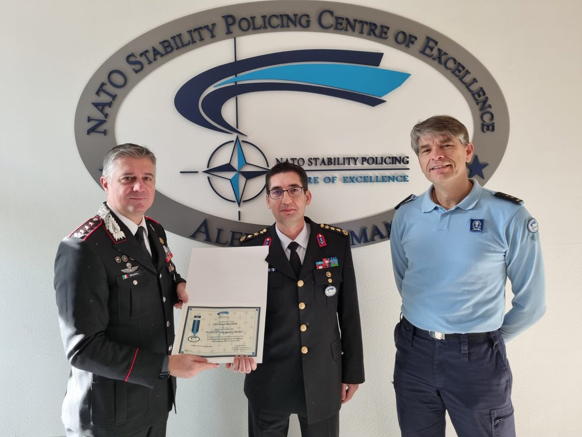 NSPCOE's tweet photo. After his 1-year posting @NSPCOE, we bid farewell to Col🇹🇷 @jandarma Murat Munzur, the Centre’s Deputy Director. Many thanks for your friendship &amp; great professionalism. #Grazie &amp; #BuonaFortuna! #Godspeed! Welcome to his replacement,Col 🇹🇷 Aydin Gulen #WeareNATO #StrongerTogether https://t.co/2bFBrDs74N