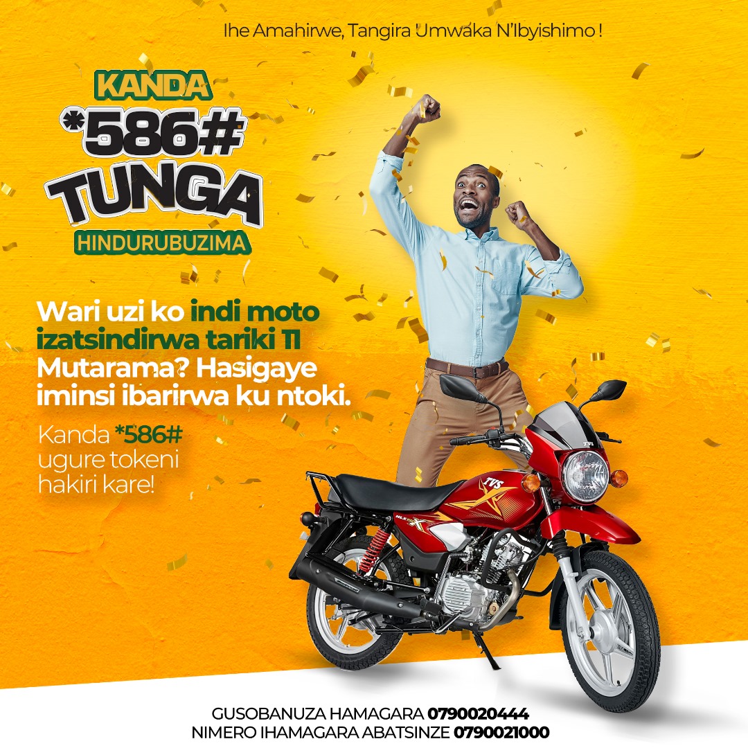 TungaRw's tweet photo. Kuri uyu wa Kane, mu banyamahirwe baguze tokeni za moto haramenyekana uza kuyegukana. Kandi wabona ari wowe!
Wowe utaraguze tokeni za moto, wihangayika, moto ziracyari zose. Kanda *586# ugure tokeni hakiri kare.

#Tunga #Hindurubuzima https://t.co/sa4ur0CbWp