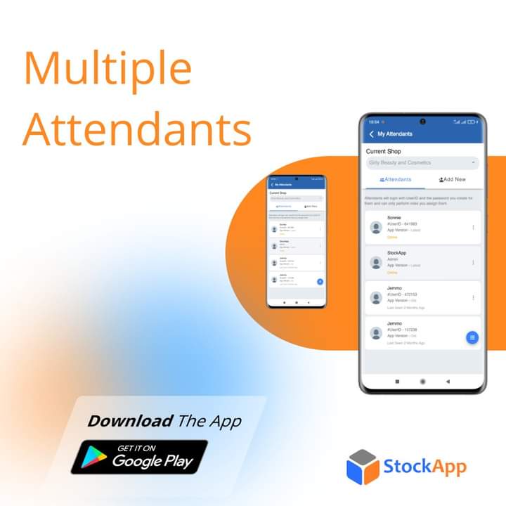 StockApp's tweet photo. With StockApp you can manage multiple attendants or Sales people. If you have them paid on commissions, you are covered too. Add them in the system and let the process flow with StockApp. Check it out on Play Store today https://t.co/GBoBM3w21D