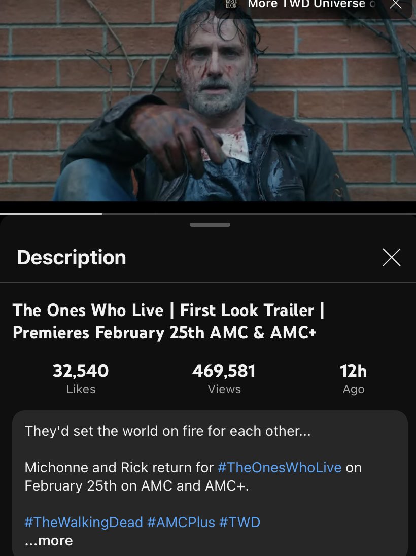 QueenOfTWDU's tweet photo. Trending at #4 on YouTube their power MichonneGrimes & RickGrimes “My wife is my choice” -RickGrimes #TOWL #RichonneSpinoff #ZomRomCom Epic Love Story #TheOnesWhoLive #DanaiGurira #AndrewLincoln #MichonneGrimes #RickGrimes #MrsRickGrimes #KingandQueenoftheapocalypse https://t.co/Fwc29WiSZv