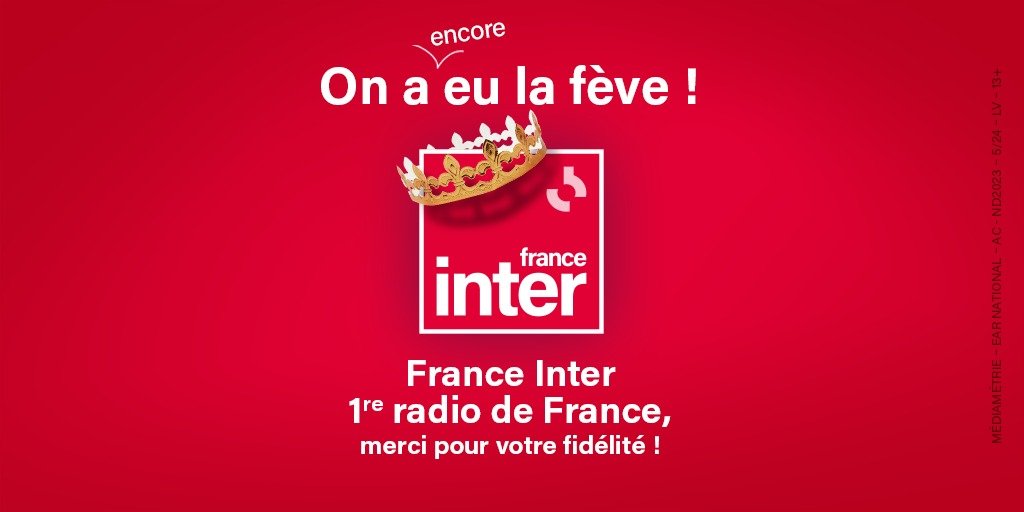 Vous êtes 6 935 000 à nous écouter chaque jour,
4 717 000 à suivre #le710inter, 1ère matinale de France, et toujours plus nombreux à nous rejoindre. 

France Inter, 1ère radio de France grâce à vous.

MERCI ❤ #AudiencesMédiamétrie