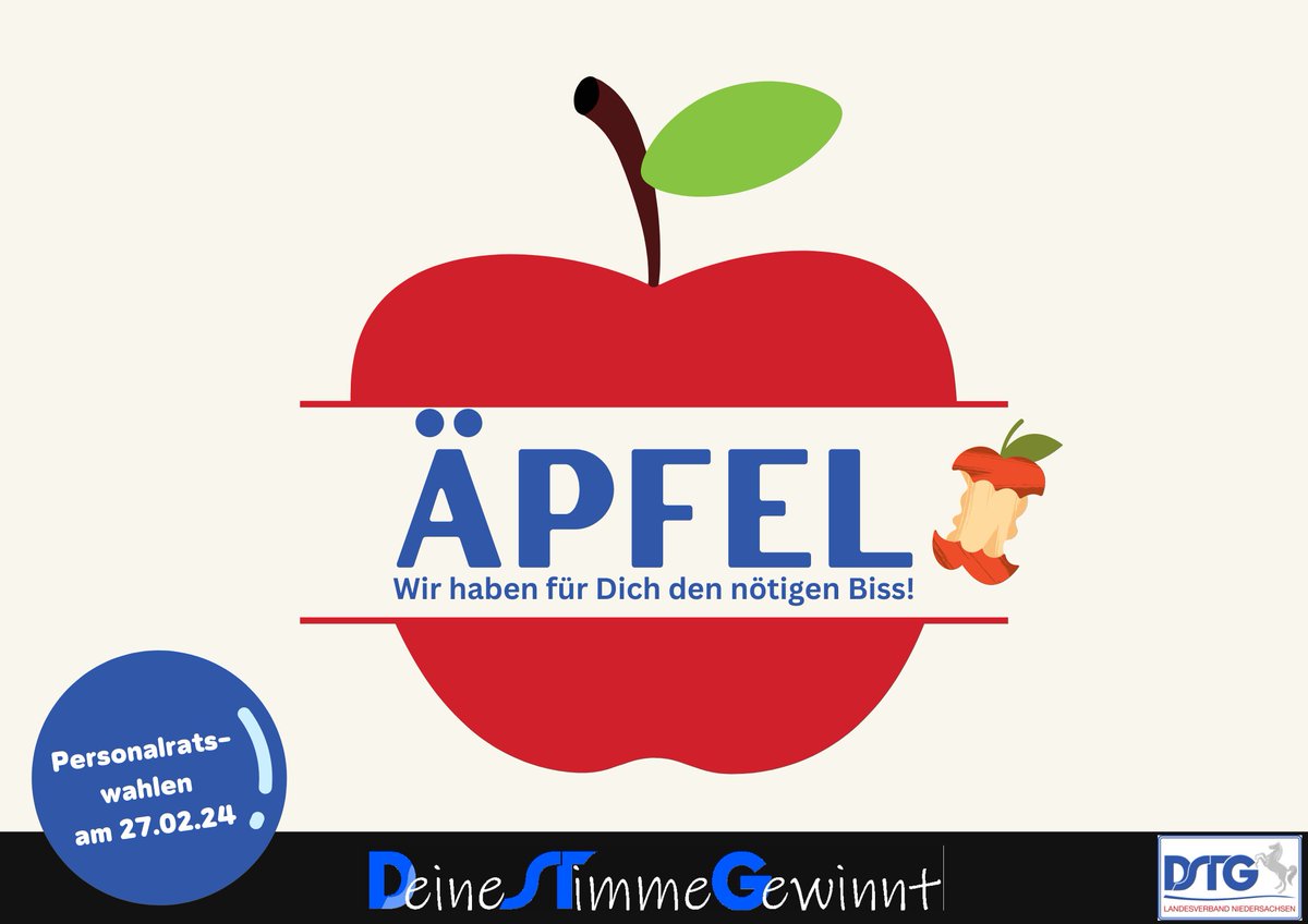 DSTGnds's tweet photo. Heute feiern wir den Tag des deutschen Apfels. Dieser kulinarische Aktionstag hat auf jeden Fall einen festen Platz im Kalender der kuriosen Feiertage aus aller Welt verdient. Und wir feiern mit. Denn wir haben den nötigen Biss! Deine Stimme gewinnt! #dstgnds #dstg #nbb https://t.co/gnLFn7tRCv