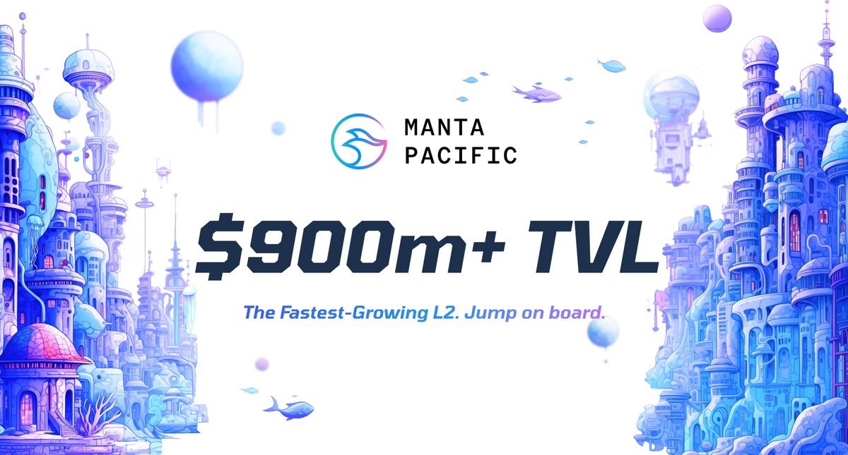 MantaNetwork's tweet photo. 🔱 $900M TVL on #MantaPacific

With over $850m from #MantaNewParadigm and $50m from the native bridge, Manta Pacific is the fastest-growing L2. Learn why 🧵👇 https://t.co/V3p0NcXyJt