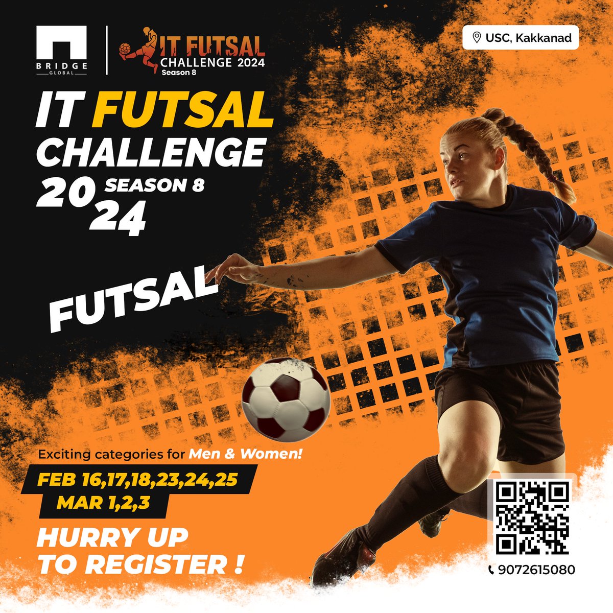 ItFutsal's tweet photo. Assemble your tech-savvy squads and compete for the Season 8 championship in the thrilling #ITFutsalChallenge 2024!
Register your teams for #Futsal, #Badminton Doubles, #Cricket, and #TableTennis Doubles at https://t.co/URlySVShCR!

#futsal2024 #sportsevent #BridgeGlobal https://t.co/89JWvt2ZpV