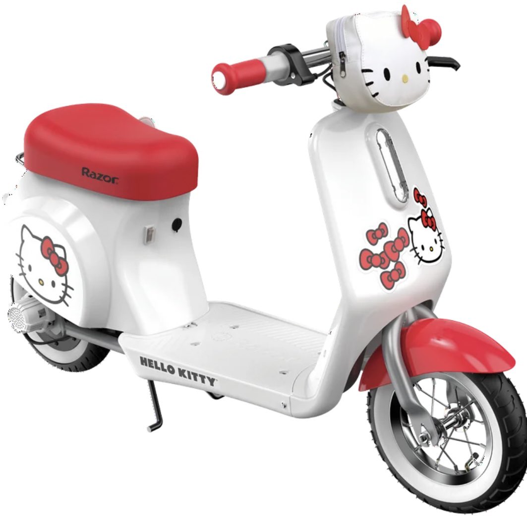 lilibloomcals's tweet photo. retwt if you can ride the hello kitty moped! max weight 110 lbs (50 kg). https://t.co/MfJIsv6lWe