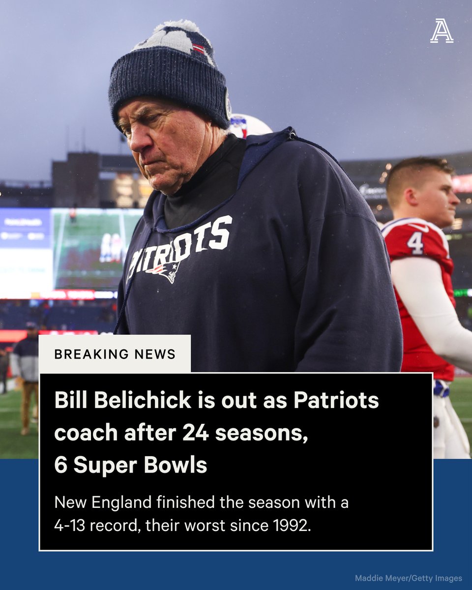 BREAKING: Bill Belichick is not expected to return as coach of the New England Patriots after 24 seasons, The Athletic confirms. It's a massive shakeup between a coach and franchise that for so long were synonymous with success. More details: theathletic.com/5046088/2024/0…