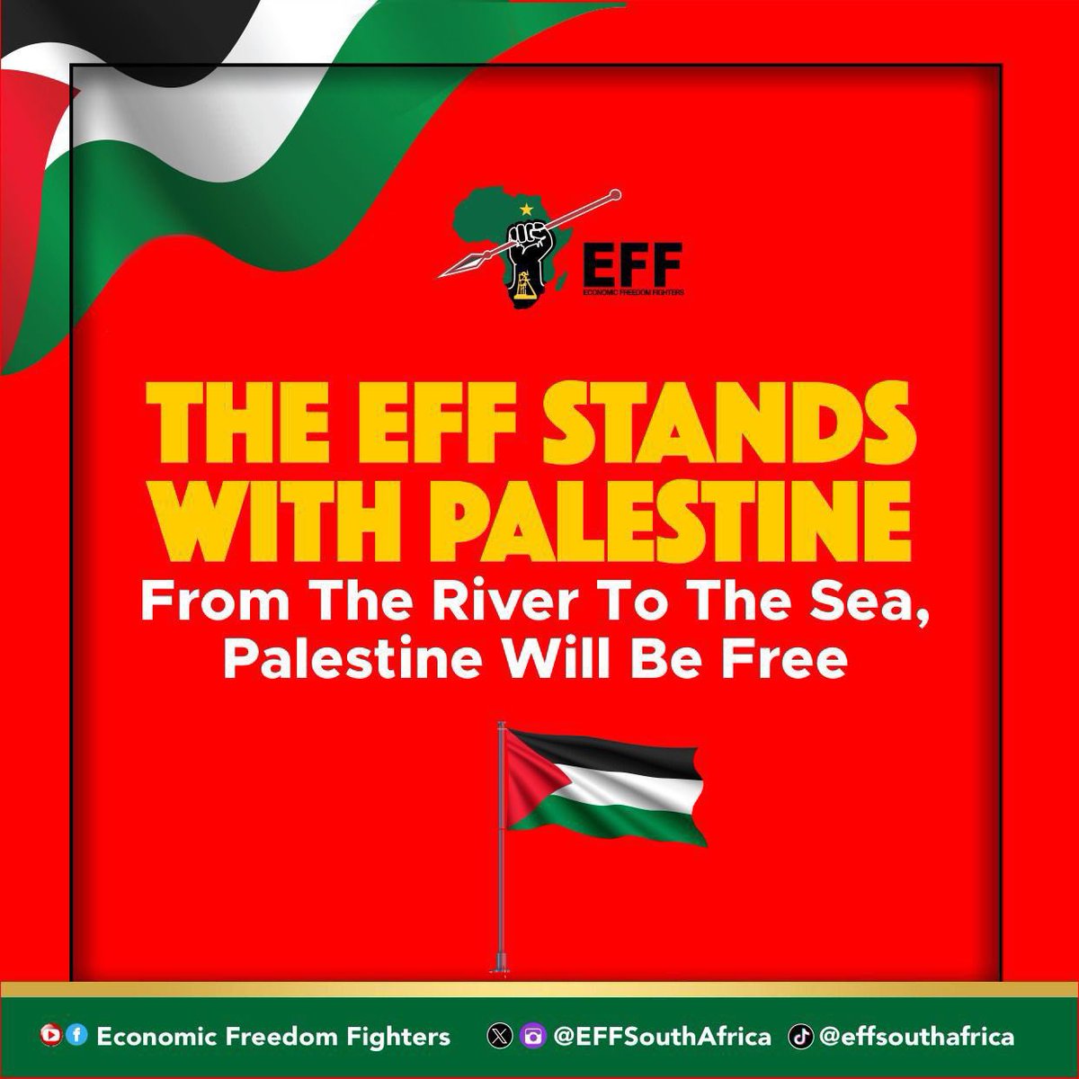 Eff_ward_74_JHB's tweet photo. The EFF supports South Africa’s application before the International Court of Justice against Apartheid Israel, which will be heard at The Hague today.

We stand in full support of this decisive action, reflecting our unwavering commitment to global justice and human rights. https://t.co/8eKrhHKyNC