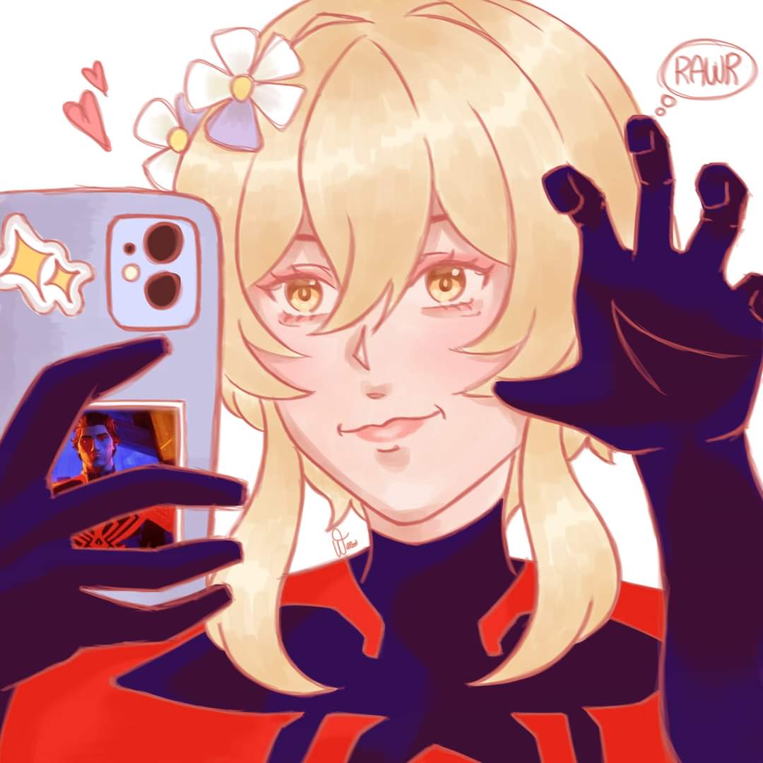 bluesofsunshine's tweet photo. no thoughts, head empty. Just lumine in miguel's spiderman suit.

#lumine #GenshinImpact #genshinimpactfanart #fanart #artmoots https://t.co/v8vZARG8Re