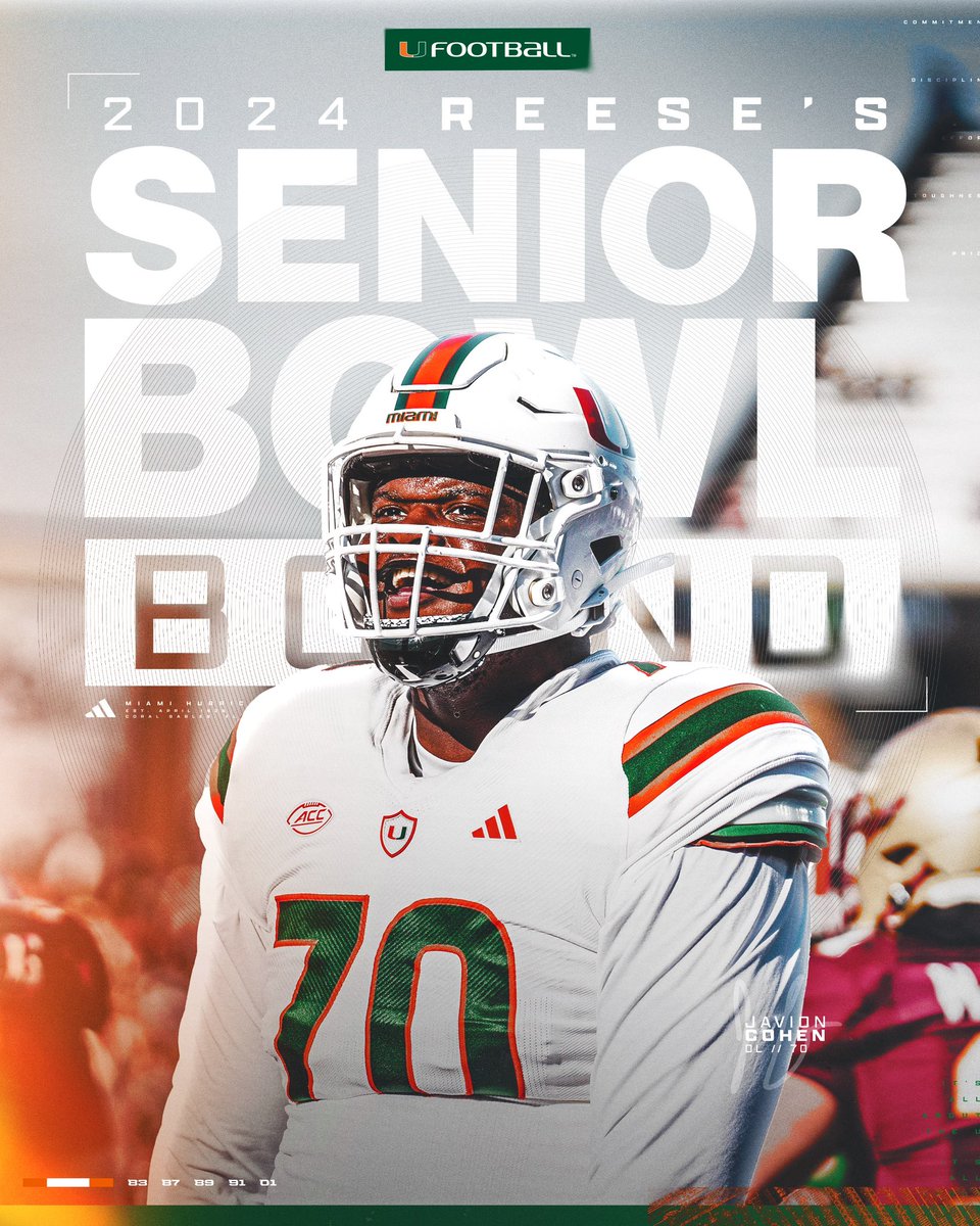 Javion Cohen is officially Reese’s Senior Bowl Bound 🙌 #GoCanes | @seniorbowl