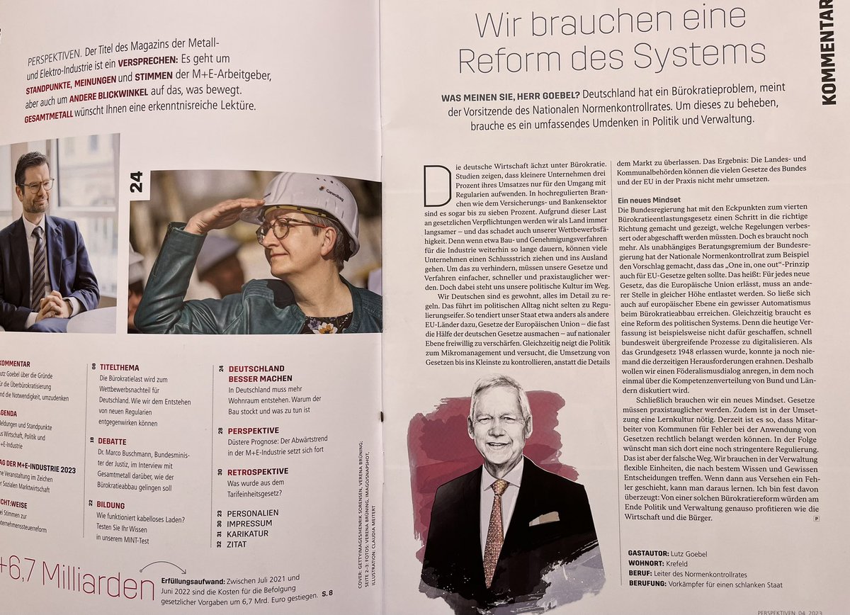 Gesamtmetall (@mearbeitgeber) on Twitter photo Wie bekommen wir diese #Bürokratie endlich weg? Das Schwerpunktthema der neuen Perspektiven. „Wir brauchen eine Reform des Systems“, sagt Lutz Goebel, Vorsitzender <a href="/NKR_Bund/">Nationaler Normenkontrollrat</a>. Was er genau meint, jetzt Nachlesen auf gesamtmetall.de/aktuelles/pers… Danke für Ihren Beitrag! Wie bekommen wir diese #Bürokratie endlich weg? Das Schwerpunktthema der neuen Perspektiven. „Wir brauchen eine Reform des Systems“, sagt Lutz Goebel, Vorsitzender <a href="/NKR_Bund/">Nationaler Normenkontrollrat</a>. Was er genau meint, jetzt Nachlesen auf gesamtmetall.de/aktuelles/pers… Danke für Ihren Beitrag!
