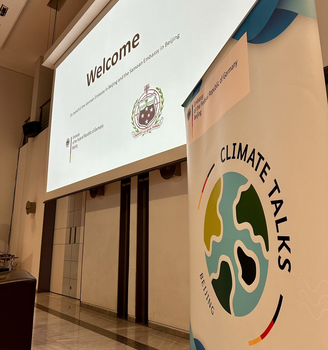GerAmbChina's tweet photo. #BeijingClimateTalks: ‘This is the moment when everyone needs to contribute whatever they can to stem the coming climate crisis.’ Lively panel discussion, co-hosted by Samoan Ambassador Mariner, reviewing #COP28. Increasingly urgent: real action and more #ClimateFinance https://t.co/w7y5KdTCgv