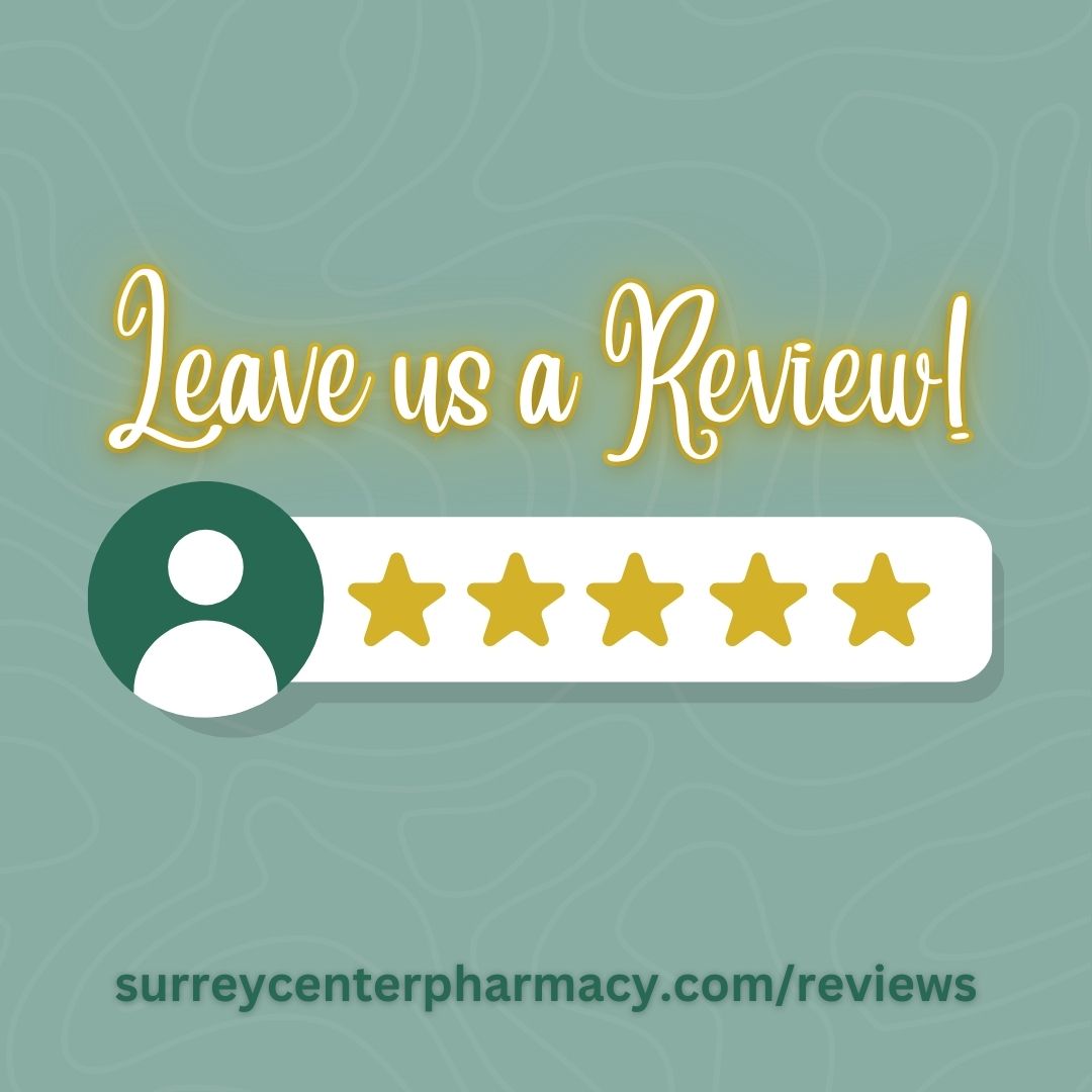 Your opinion matters! ⭐️⭐️⭐️⭐️⭐️

Leave us a review and let us know how we're doing. Your feedback fuels our growth.

bit.ly/3Rrefh9 

#CustomerFeedback #ReviewUs #SurreyCenterPharmacy #AugustaGA #AugustaPharmacy