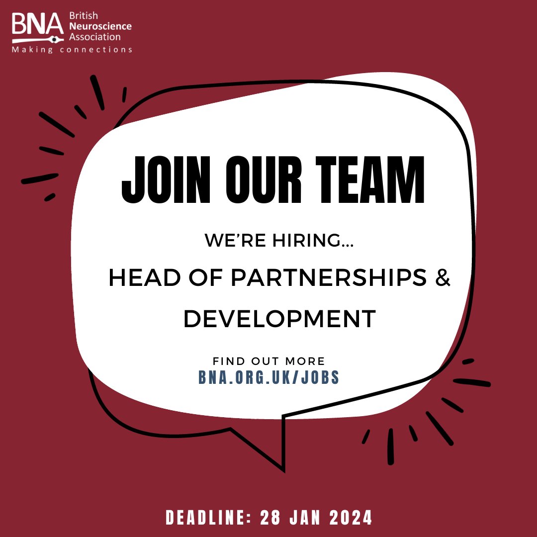 British Neuroscience Association (@britishneuro) on Twitter photo New Year, New Opportunities! 
Join our team and play a crucial role in growing the BNA.
If you excel in stakeholder management and have experience in fundraising and business development - we want to hear from you!
#hiring #charityjobs #strategyjobs #fundraisingjobs New Year, New Opportunities! 
Join our team and play a crucial role in growing the BNA.
If you excel in stakeholder management and have experience in fundraising and business development - we want to hear from you!
#hiring #charityjobs #strategyjobs #fundraisingjobs