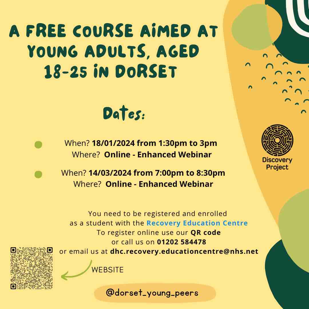 Dorsetdiscovery's tweet photo. New Course Alert!! 🚨
We have our first “Self Management” course starting on the 18th January for young adults aged 18-25. 
If you are interested in joining us you will need to register by enrolling with the REC, details of how to do this are on the second image! https://t.co/cp0tpopo2p