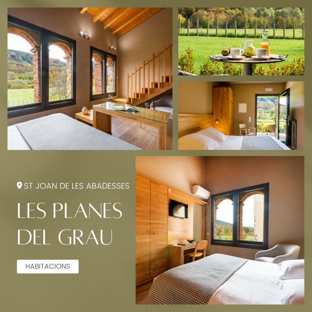 PetitGranHotels's tweet photo. Totes les habitacions de l'hotel #LesPlanesdelGrau estan en contacte directe amb la natura, amb vistes a la plana a través d'un balconet tancat o una terrassa porticada 🌿🌾. No et perdis l'experiència!  #SantJoandelesAbadesses
https://t.co/7IXiPFj04P https://t.co/X2aP7el2ID