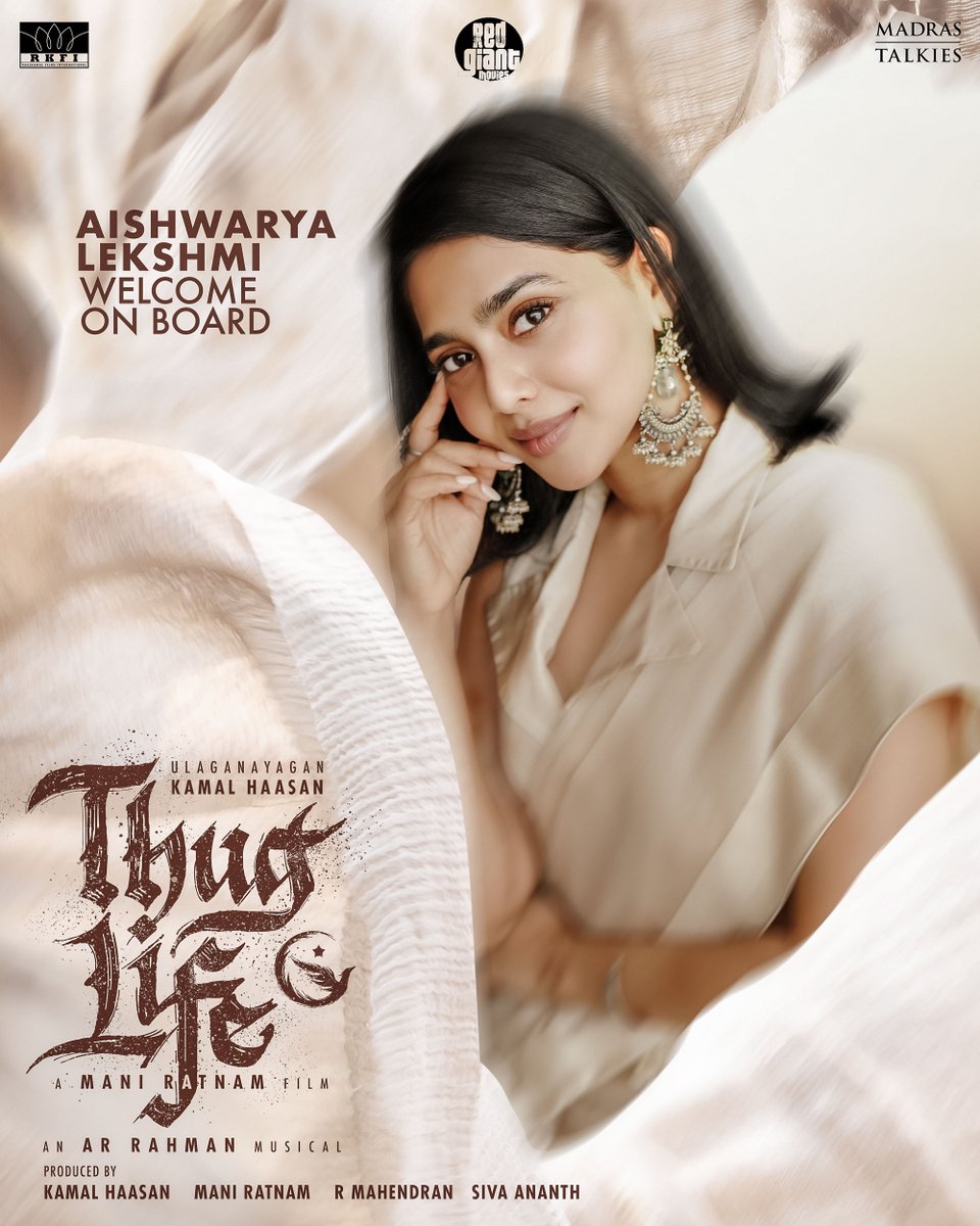 An extremely talented performer rimmed with grace and brilliance! Delighted to have the gracious @AishuL_ onboard for #ThugLife @ikamalhaasan #ManiRatnam @arrahman @actor_jayamravi @trishtrashers @dulQuer @abhiramiact #Nasser @nasser_kameela @C_I_N_E_M_A_A @Gautham_Karthik
