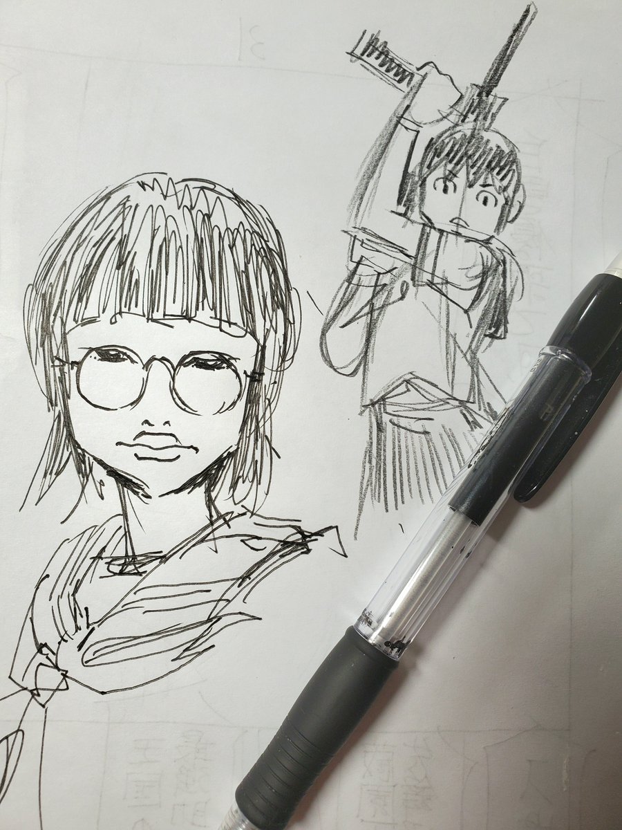 年代的にセーラー服は機関銃なのだよなあ…などと描いていたら電話でネームの返事が来てOK!

コーヒー淹れて下書きすφ(..) 