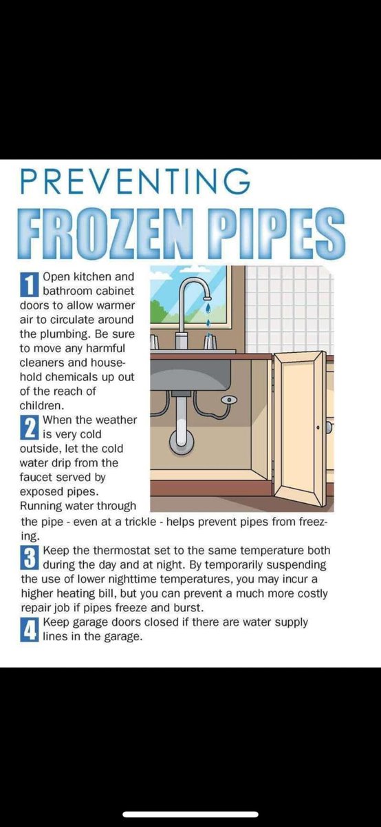 Good tips to prevent frozen pipes. #frozen #pipes #winter