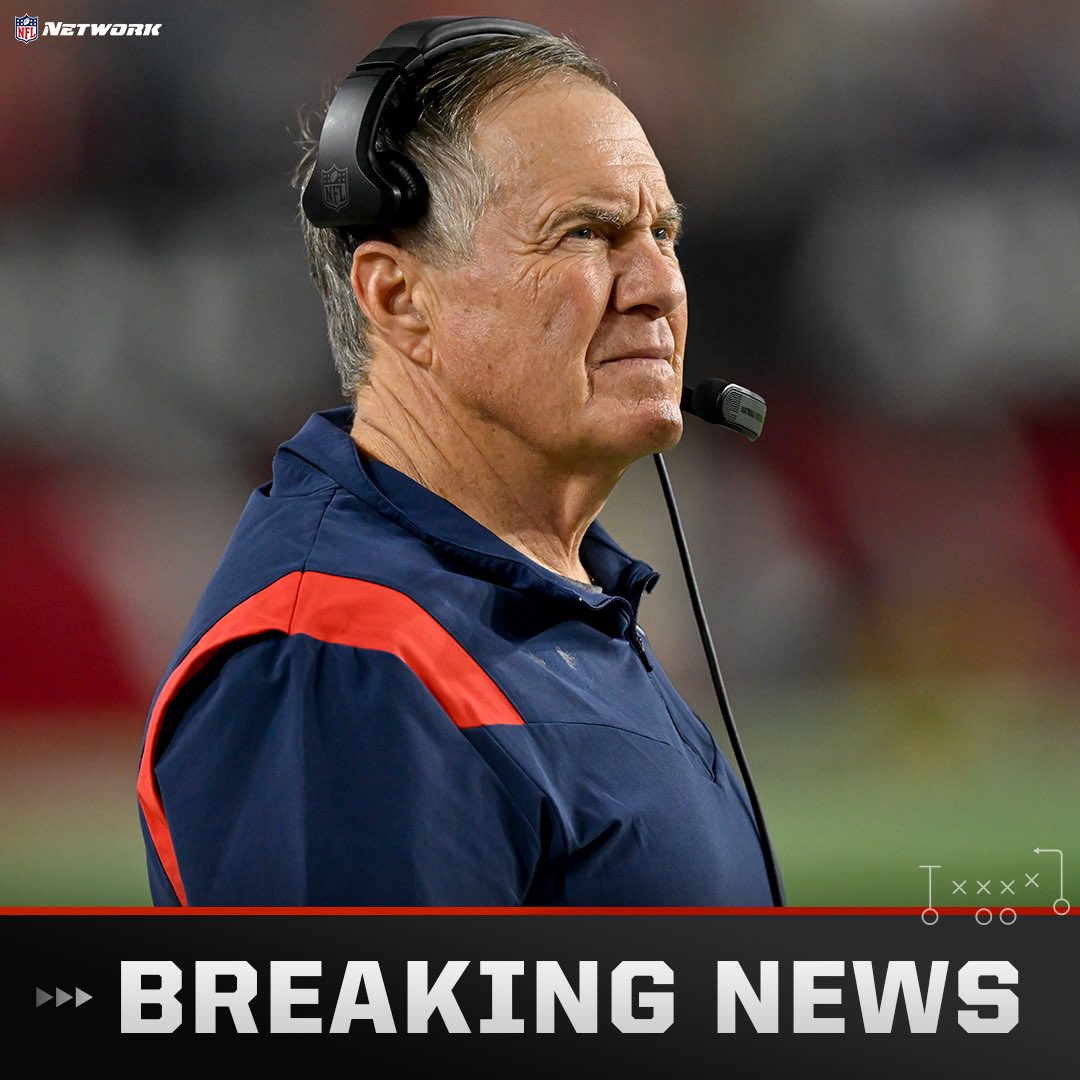 TomPelissero's tweet photo. Legendary coach Bill Belichick and the #Patriots have mutually agreed he won’t return as head coach in 2024, sources tell me and @RapSheet. 

After 24 seasons and six Super Bowl rings together, Belichick and New England move on. https://t.co/NJrA5wnxUz