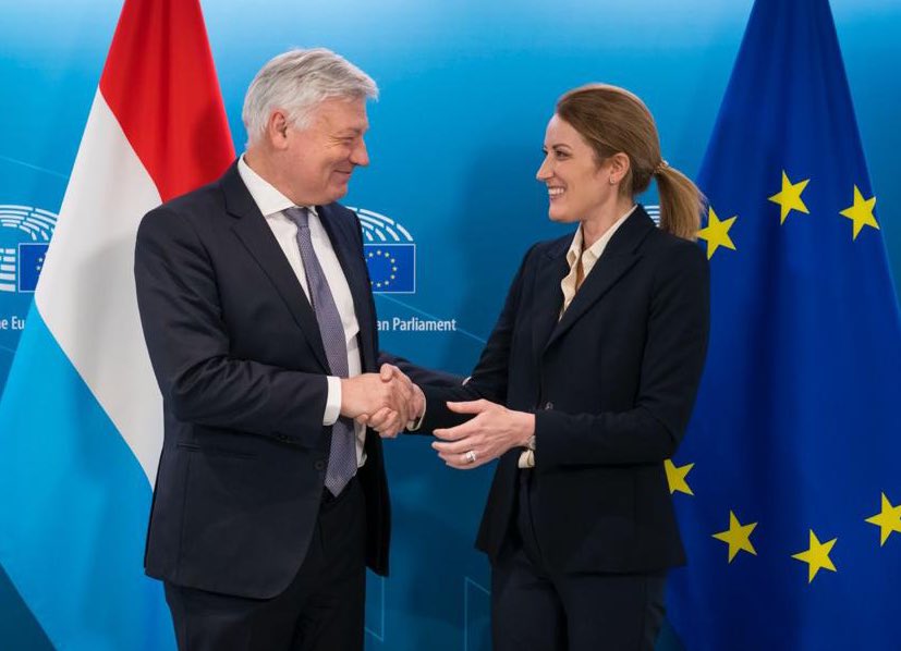 Very happy to welcome @ChambreLux President @ClaudeWiseler to @Europarl_LU. We share a joint commitment to defend democracy and the rule of law. I look forward to further cooperation between our Parliaments and to continue our discussions in Luxembourg later this month 🇪🇺🇱🇺