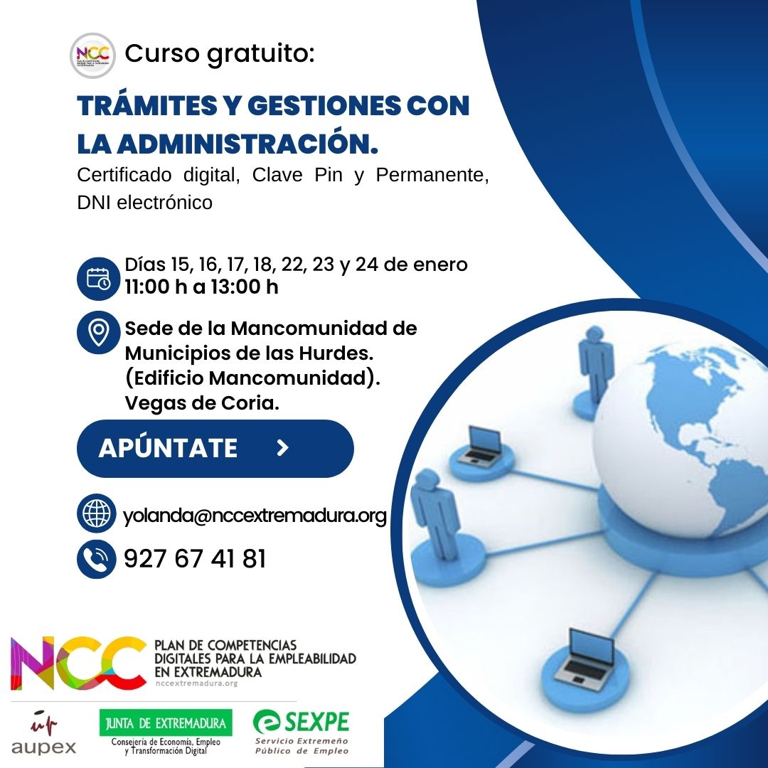 nccpino's tweet photo. Estamos en marcha.
¿Quieres saber como solicitar tu certificado digital? ¿Sabes como obtener la Cl@ve Pin? Vente a Vegas de Coria y te enseñamos como hacerlo y como utilizar estas herramientas fundamentales en la realización de trámites online. https://t.co/8lgOnLfjsX