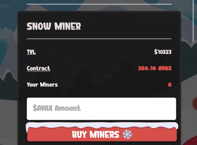 SnowMinerAvax's tweet photo. HUGE MILESTONE #AVAX FAM 🔺

We’ve reached 10K$ on our TVL ❄️

You might want to participate on our first huge referrals contest &amp; take advantage of our innovative deep 3-level commission system! ✅

Post your link below this tweet &amp; start spreading words EVERYWHERE! 👇👇 https://t.co/SBsOmC7Cqt