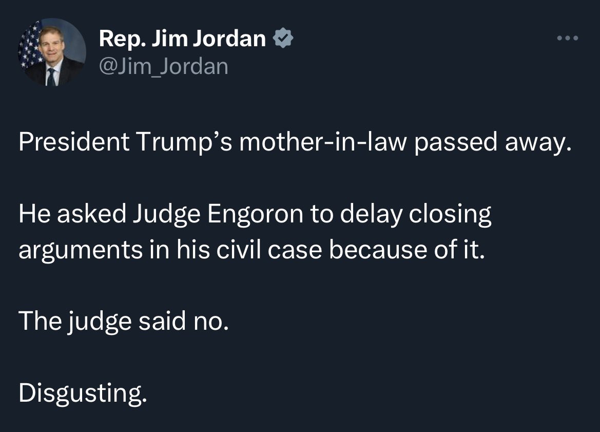 RonFilipkowski's tweet photo. So, it was ok for Trump to fly to Iowa last night to do a campaign event but it’s not ok for closing arguments to go forward in NY this morning because he needs to stay home and comfort Melania? https://t.co/FZfD7dluKX