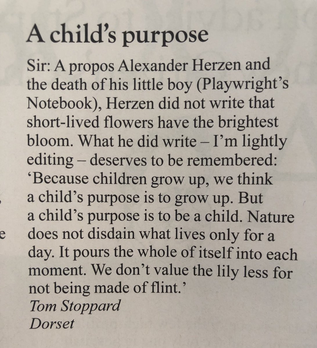 A letter from Tom Stoppard. Exquisite.