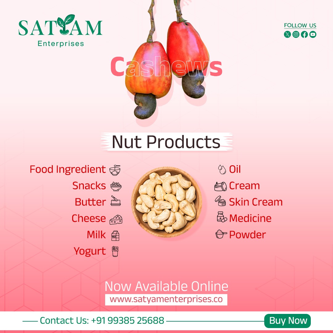 SatyamE31710's tweet photo. Nourish your body and soul with the goodness of cashew nuts. Our products redefine snacking with a perfect blend of taste and wellness. π·π· #NutritionRevolution #SnackWithPurpose https://t.co/TOA59IJmfO