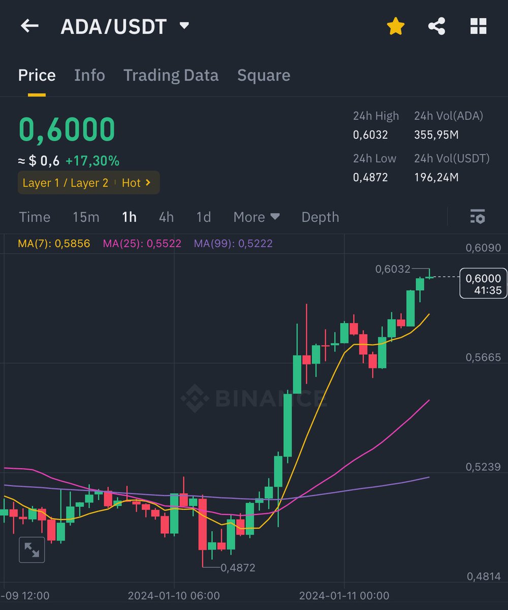 🔥 ADA/USDT $0,60 +17,30%. We Are Back!
