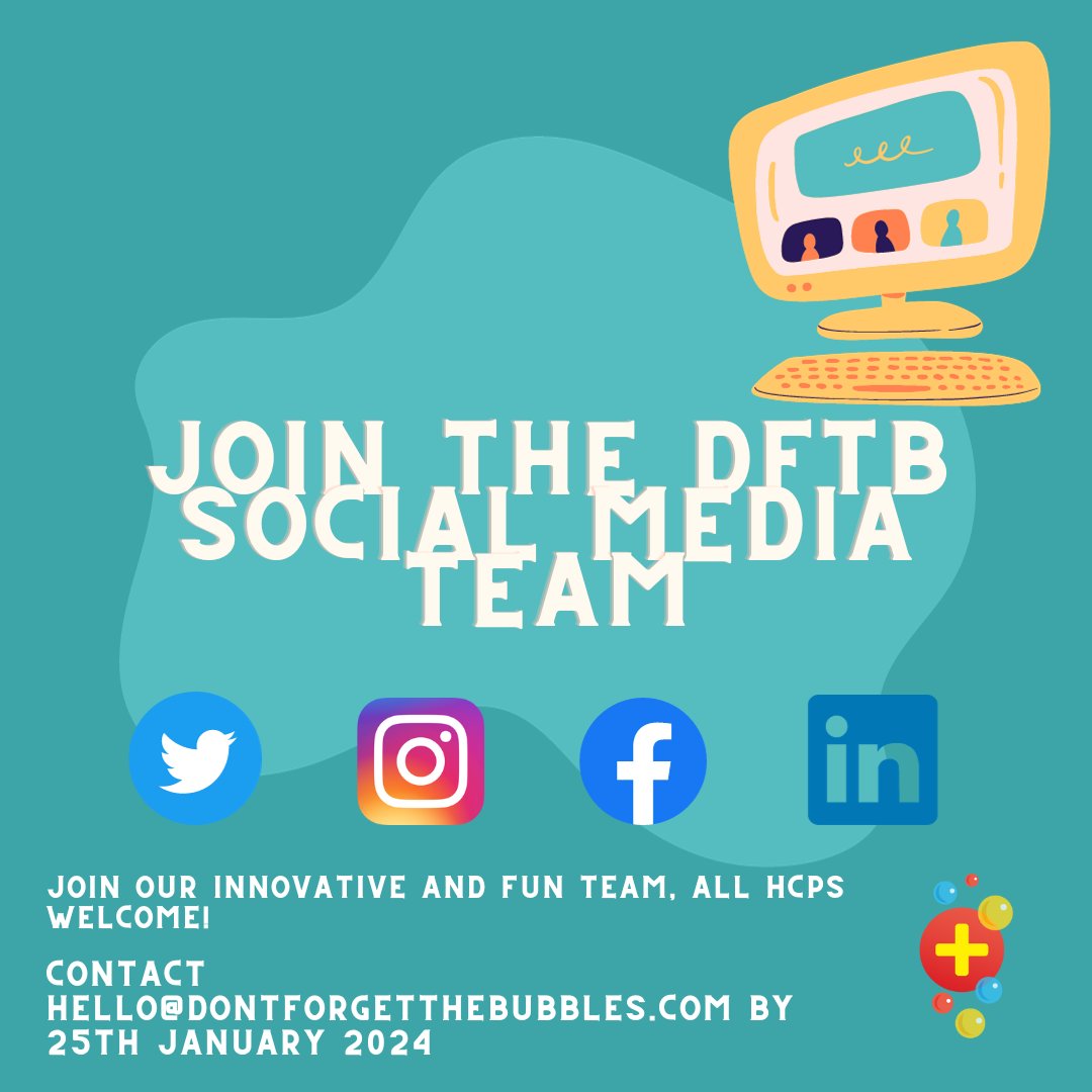 DFTBubbles's tweet photo. The SM team needs YOU!
Looking for people passionate about education and paediatrics
Send us a message if you have any questions https://t.co/VjX80yz9wV