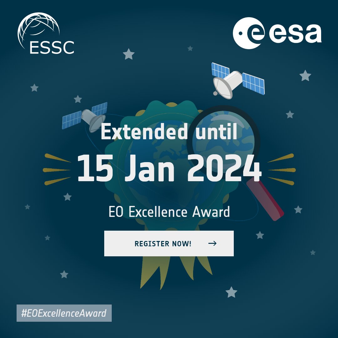 🚀 Final call for #EarthObservation Trailblazers! ⏳ Nominations for the #EOExcellenceAward 2024 close on 15 Jan 2024. 
🏆 Seize the opportunity! ✨ 
Nominate now:
eoxcellence.com