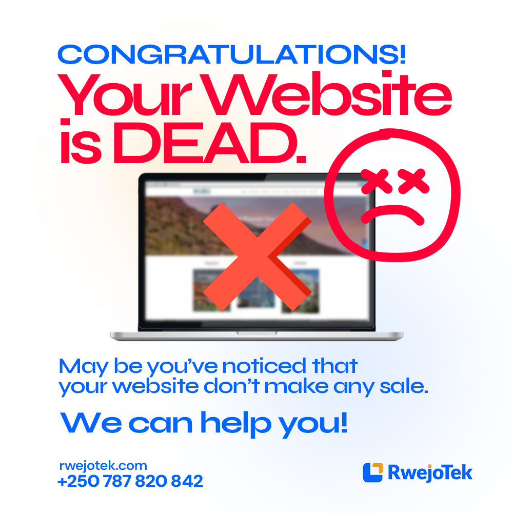 RwejoTek's tweet photo. CONGRATULATION! Your website is DEAD! ☠️
Maybe you've noticed, but your website is not making any sales not even engagement.
We know the thing that is currently holding you back
CONTACT US NOW!
#JyaDigito #Rwejotek https://t.co/ae9UGv1Dde