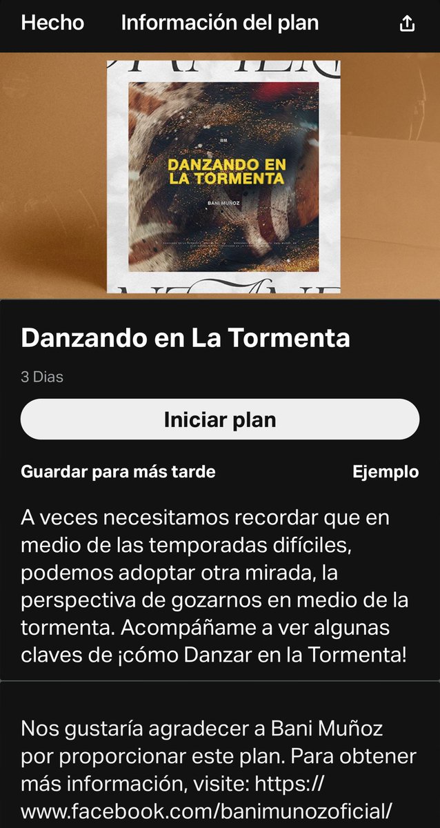 Los invito a poder usar el devocional de “DANZANDO EN LA TORMENTA” como una herramienta de fe! 
Por la app de @youversiones

Link:

bible.us/r/B4z