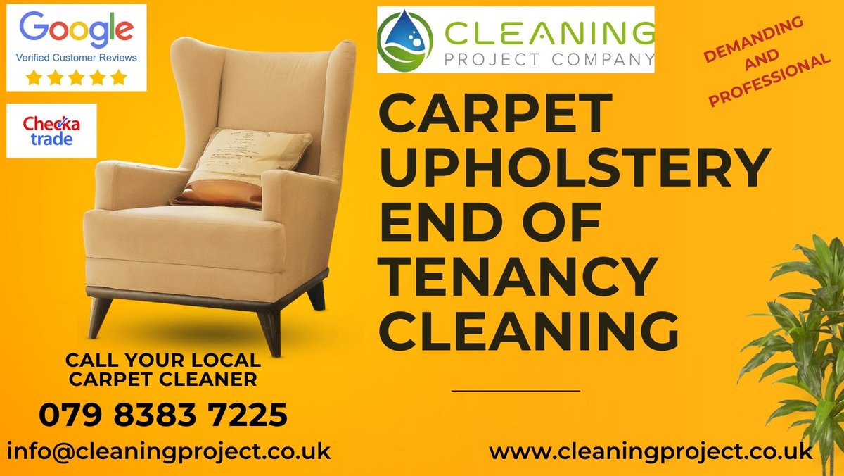 CleaningProjec1's tweet image. WELCOME TO CLEANING PROJECT COMPANY

Our services:
1. CARPET CLEANING
2. UPHOLSTERY &amp;amp; SOFA CLEANING
3. END OF TENANCY CLEANING
4. DEEP – MOVE ON – SPRING - ON OFF CLEANING
5. OFFICE CLEANING