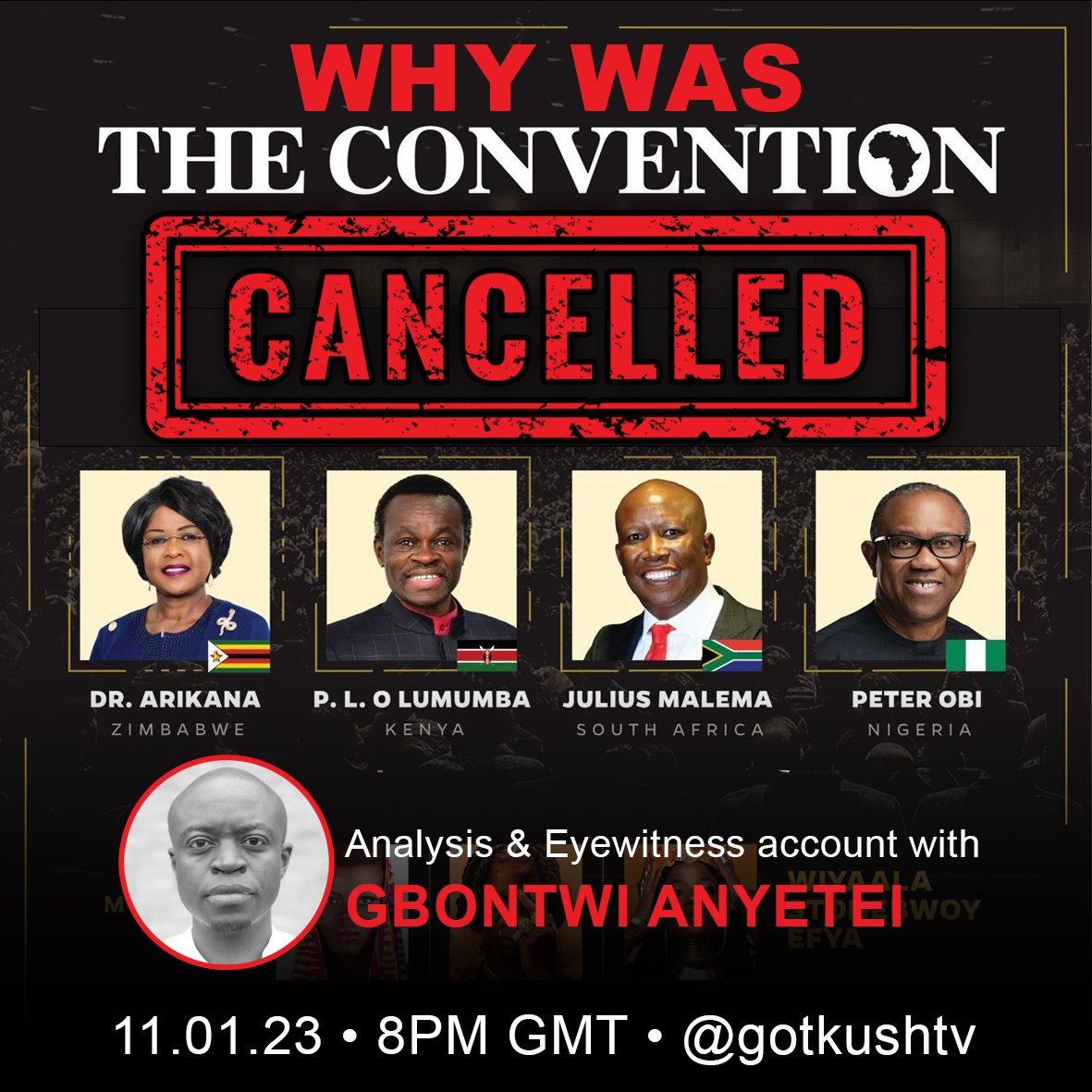 LIVE TONITE!!!!

Watch: youtube.com/live/yv0CiDwxe…

A Pan-Afrikan event cancelled  mere moments before it was due to commence.

We explore the dynamics of The Convention &amp; its cancellation as we speak to <a href="/gbontwianyetei/">Gbontwi Anyetei</a>!