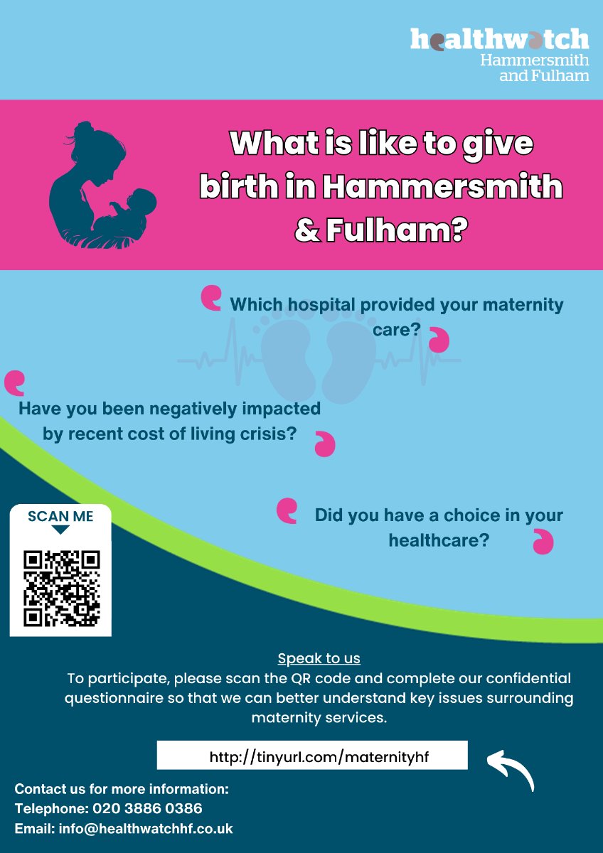 What's it like to give birth in Hammersmith &amp; Fulham?

We're looking to find out the experiences of anyone that has given birth in the last 3 years, particularly from ethnic minority women.

Share your story here: tinyurl.com/maternityhf

Contact us for more info 💙