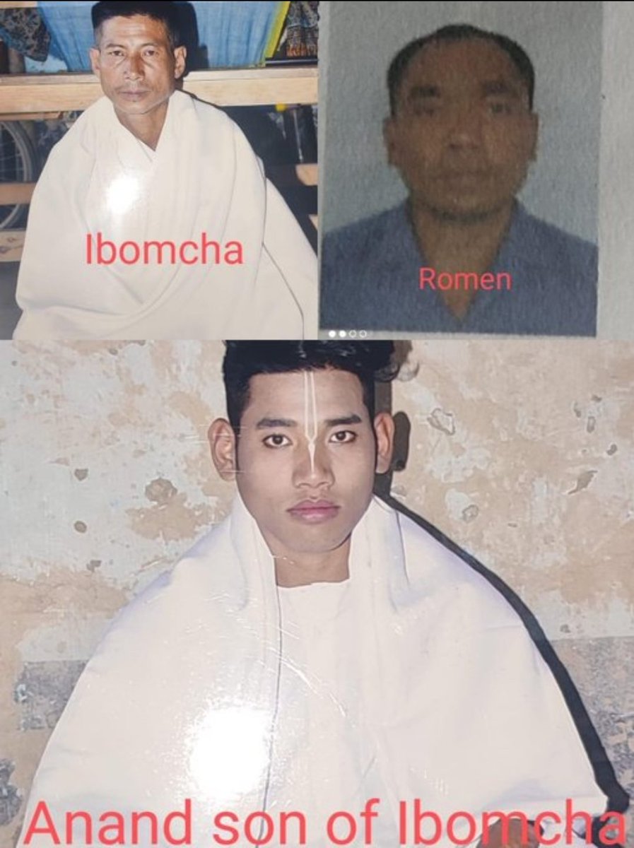 ml_akari18931's tweet photo. Three of the four people who went missing have their remains found; they were all killed by #KukiTerrorists
Oinam Romen Meitei (45) of Akasoi
Ahanthem Dara Meitei (56) 
Thoudam Ibomcha Meitei (53) and
Thoudam Anand Meitei (27) of Akasoi. #savemeitei #SaveManiour @VLDMIRADITYNATH https://t.co/A33TSKBAHP