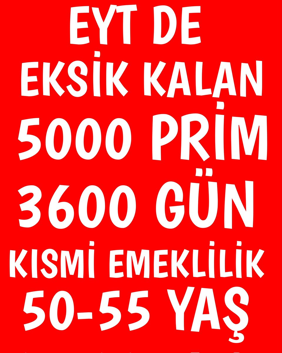 Sayın bakan <a href="/isikhanvedat/">Prof. Dr. Vedat Işıkhan</a> EYT tastamam çözülmedi.Burda tum kardeslerimizin magduriyeti sonlanana kadar SUSMAYACAĞIZ. Ivedilikle 5000 prim ve Kısmi emeklilik Meclise gelmeli.
<a href="/Akparti/">AK Parti</a>
#EmeklininCevabıSertOlacak
#5000KısmidenÇağrı