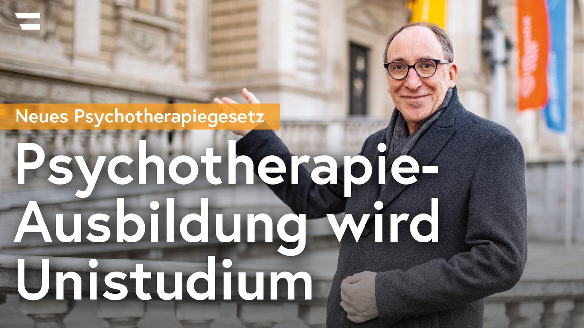 Ab 2026 schaffen wir an öffentlichen Universitäten einen Masterstudiengang für #Psychotherapie. Jährlich stehen 500 Studienplätze zur Verfügung. Das ermöglicht mehr Menschen den Zugang zur Ausbildung, denn bisher betragen die Ausbildungskosten etwa 25.000 bis 50.000 Euro. 1/4