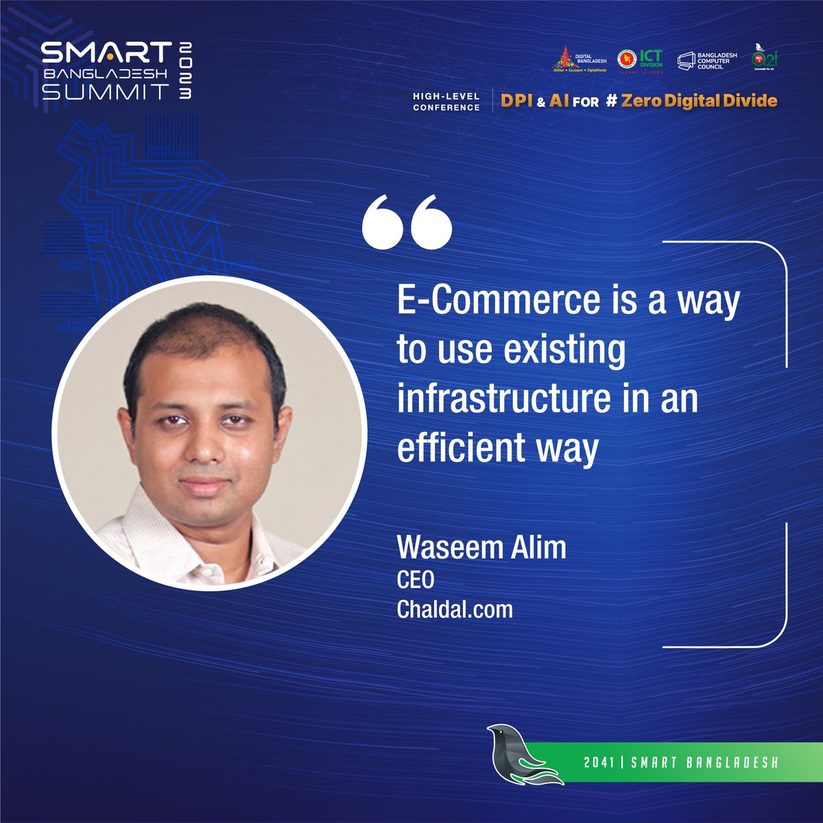 a2i_bd's tweet photo. 🗨️@waseemalim0, Co-founder &amp; CEO of @chaldal-on the High-Level Conference on DPI &amp; AI for #ZeroDigitalDivide. 🇧🇩🌏
#SmartBangladesh2041 #LeaveNoOneBehind #DPI #DPIforAll #AI #AIforAll #eCommerce #Governance  #IamtheSolution #CircularCashless #Govepreneur #ZeroDigitalDivide https://t.co/CVvW54GmeM