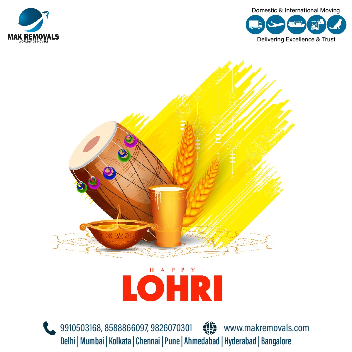 Makremoval's tweet photo. "Wishing you a Lohri filled with warmth, joy, and prosperity! 📷📷 Mak Removables sends heartfelt wishes for a bountiful harvest and happiness.
.
.
.
.
#HappyLohri #MakRemovables #HappyNRIDay #MAKremovalsandstorageindia #bestpackersandmovers #logistics #transportation #relocation https://t.co/Mlad0njZ9r